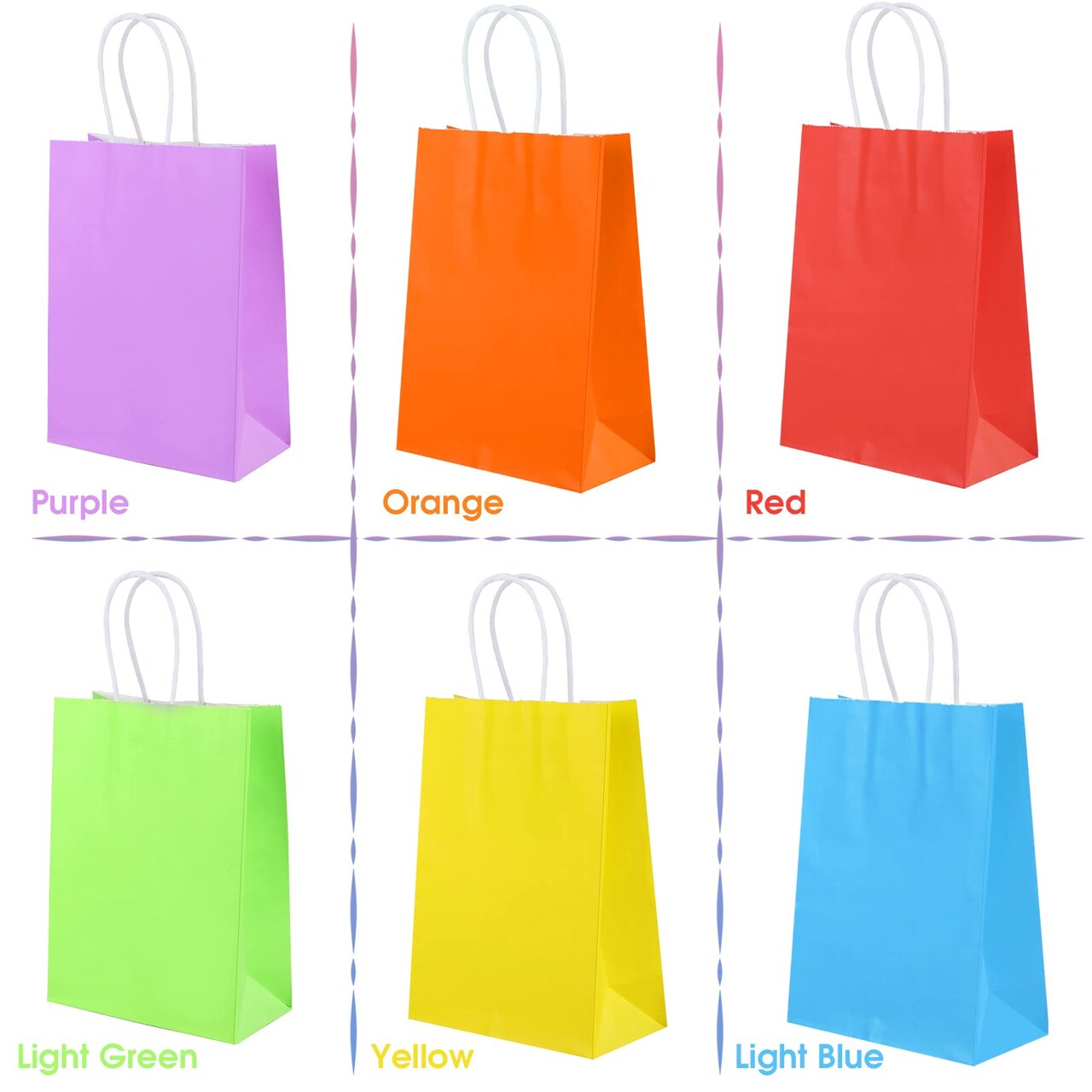 32 PCS Paper Gift Bags, Kraft Paper Party Favor Bags Bulk with Handles for Kids Birthday, Baby Shower, Crafts, Wedding, Party Supplies (6 Colors)…
